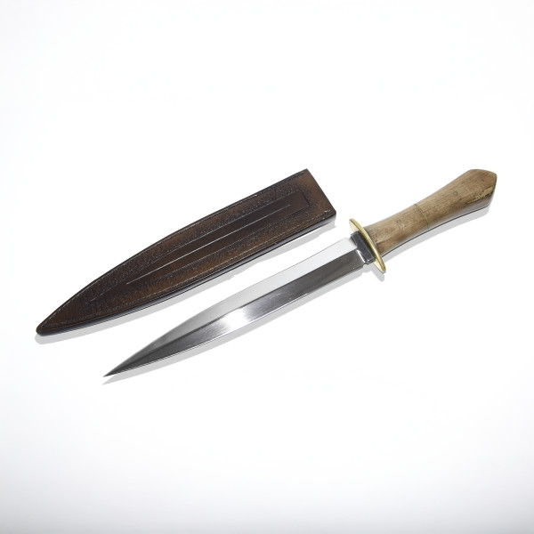 Couteau artisanal de chasse - Dague - Hêtre -  LOTHARFORGE