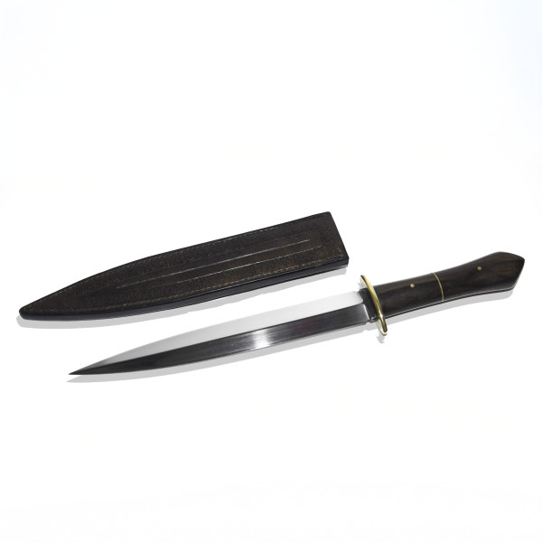 Couteau artisanal de chasse - Dague - Noyer  - LOTHARFORGE