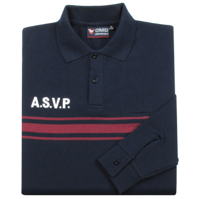 Polo - Manches longues - Bandes Bordeaux - ASVP - DMB