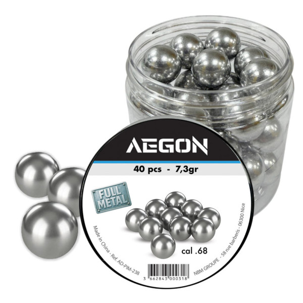 Boite de 40 billes aluminium - Cal.68 - AEGON