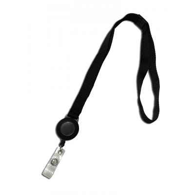 Porte badge de cou avec enrouleur - Noir - SOGEDEX