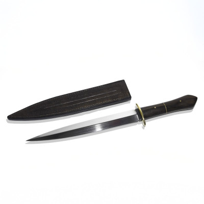 Couteau artisanal de chasse - Dague - Noyer  - LOTHARFORGE